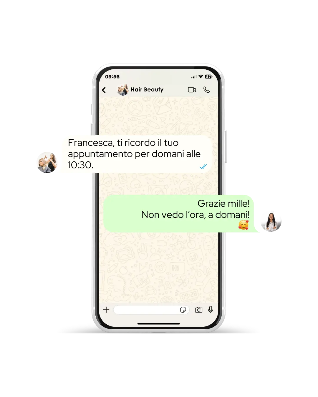 promemoria automatici via whatsapp, mail, sms, notifica